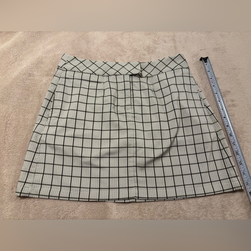 Puma Black and Cream Checked Mini Skirt